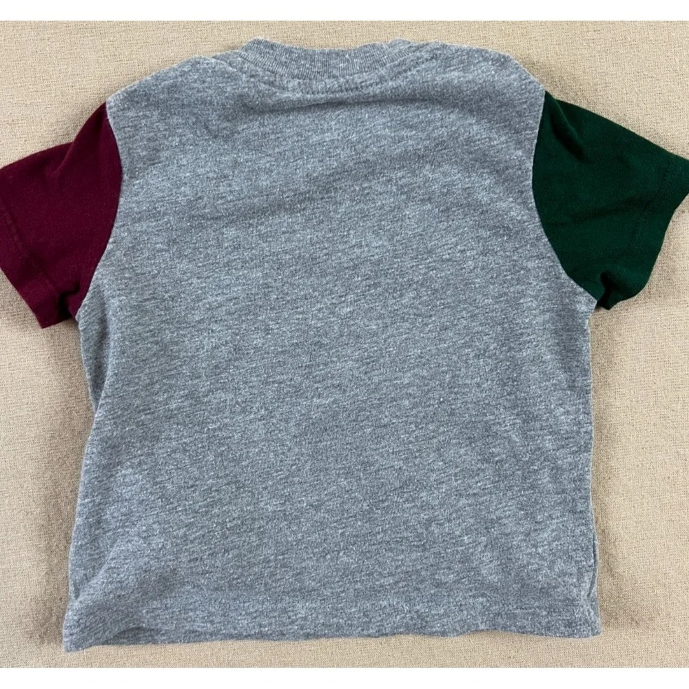 Polo Ralph Lauren Kids Baby 6- 9 months Colorblock Polo Bear Graphic Shirt Gray